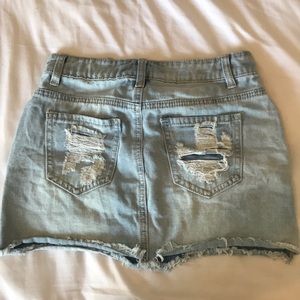 Hot Kiss Skirts - Distressed Frayed Hem Jean Mini Skirt Hot Kiss Skirts - Distressed Frayed Hem Jean Mini Skirt